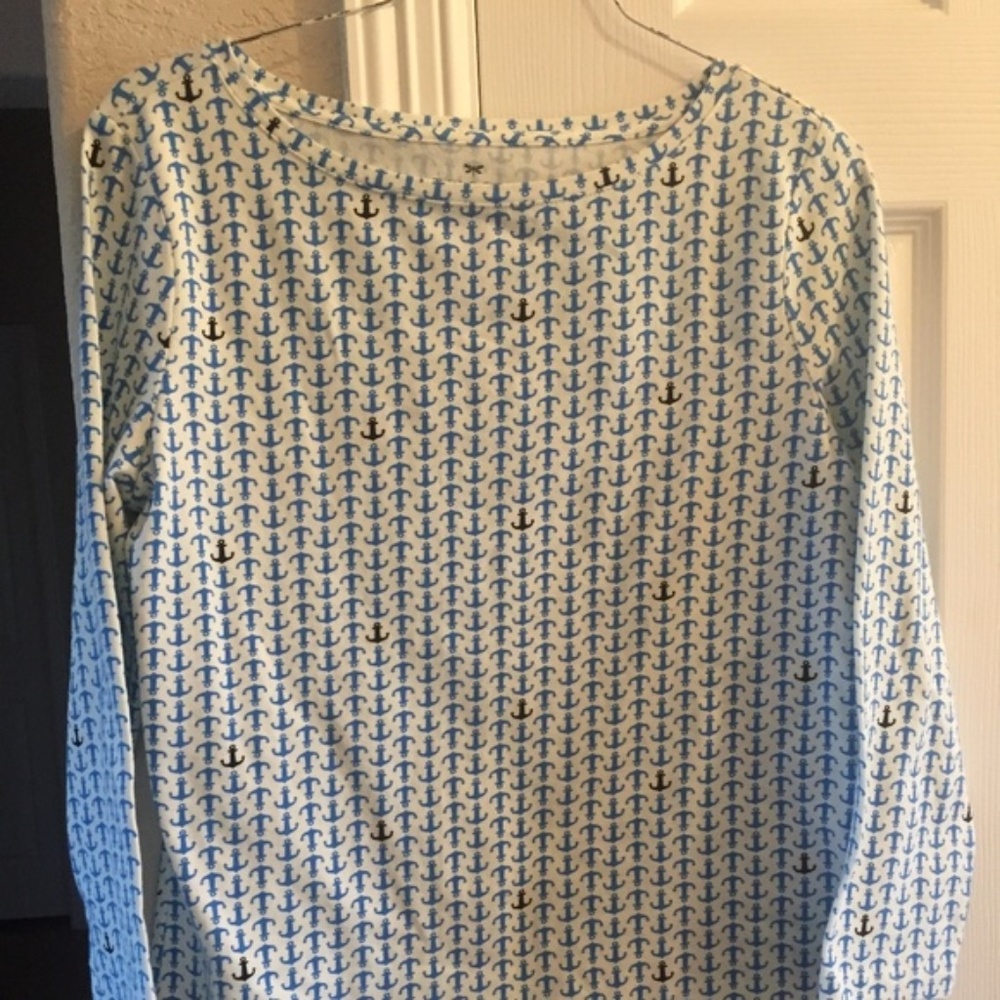 talbots 3/4 sleeve anchor print top S